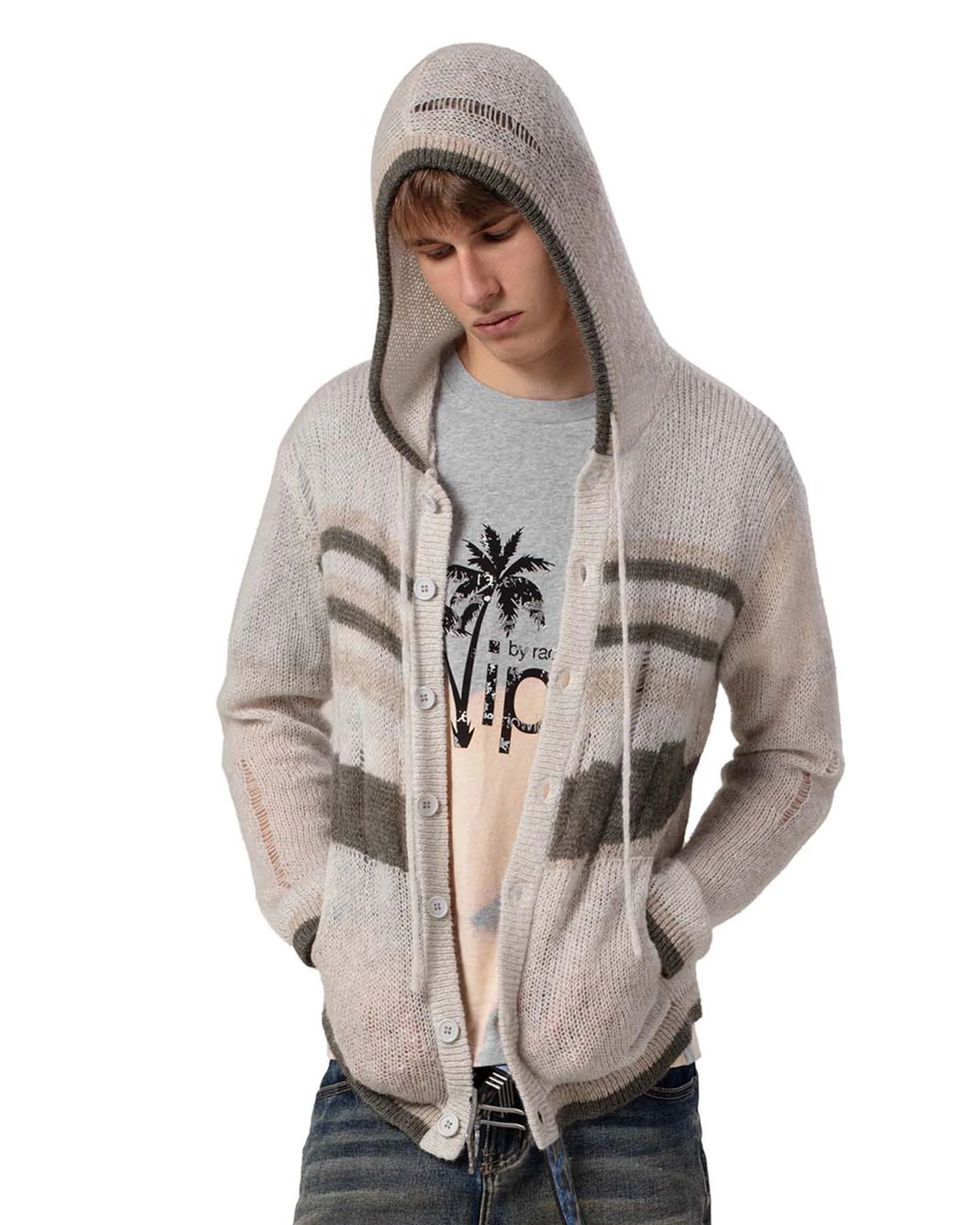 Beige Hooded Cardigan - Image 4