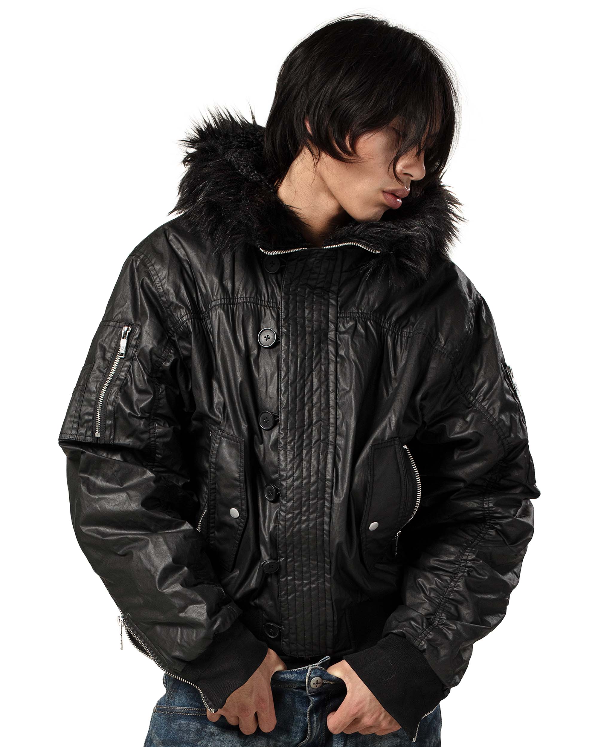 Black Waxed Aviator Bomber - Image 4