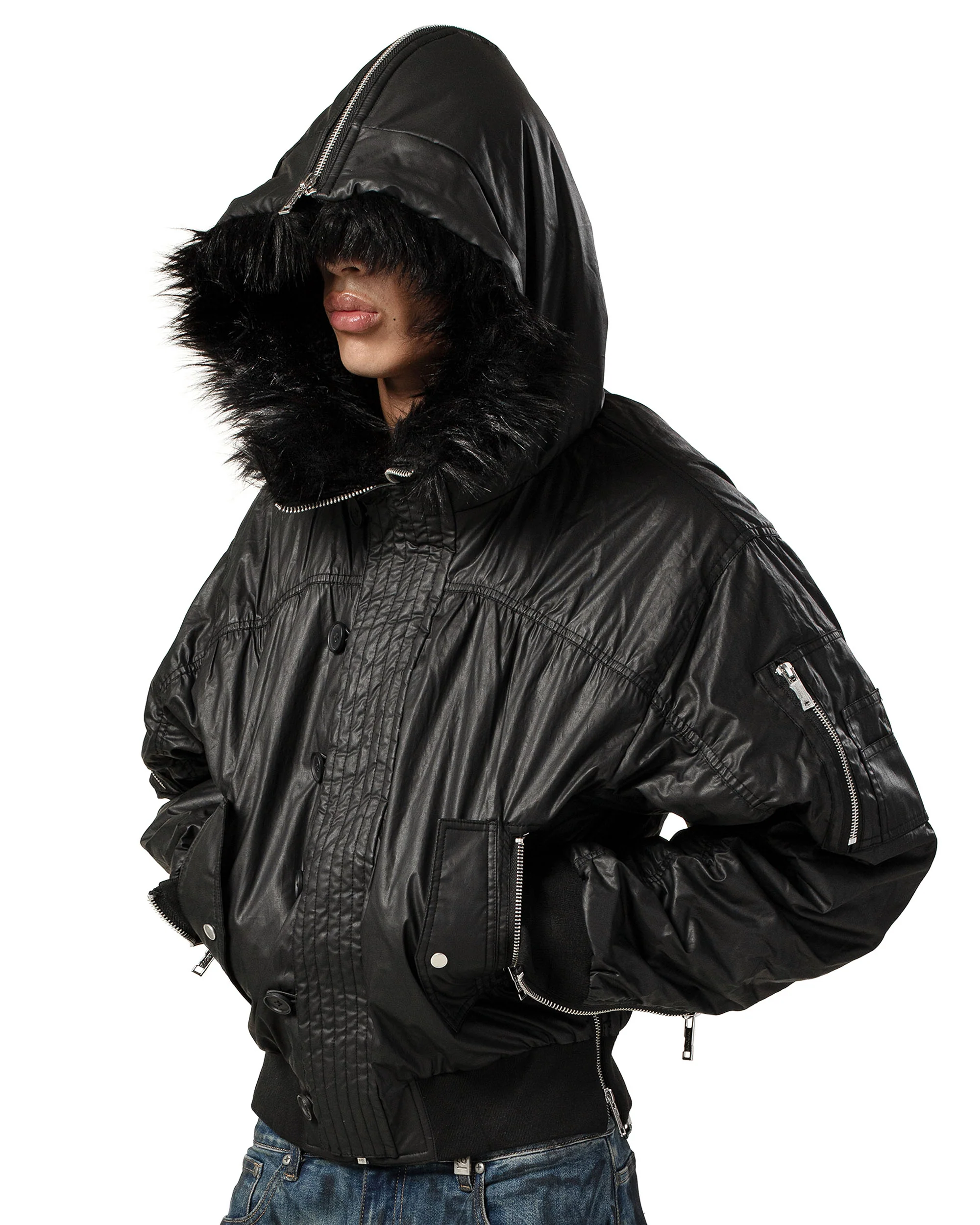 Black Waxed Aviator Bomber - Image 7