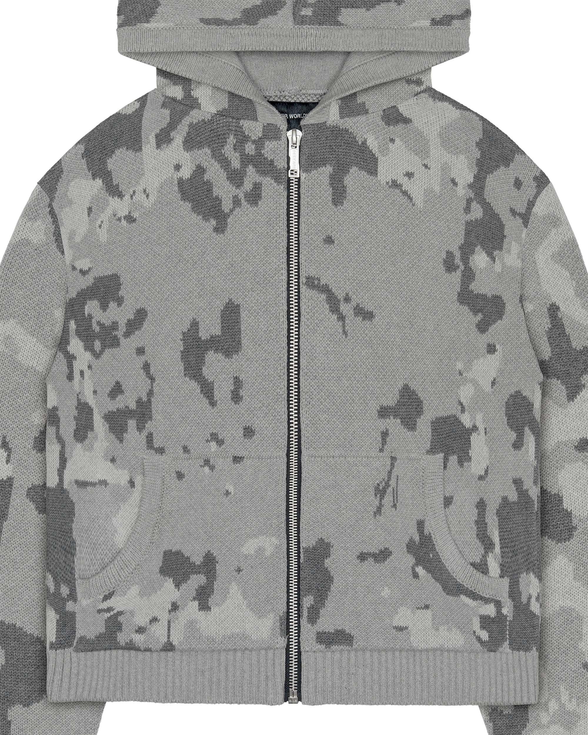 Grey Camo Knit Hoodie - Image 4