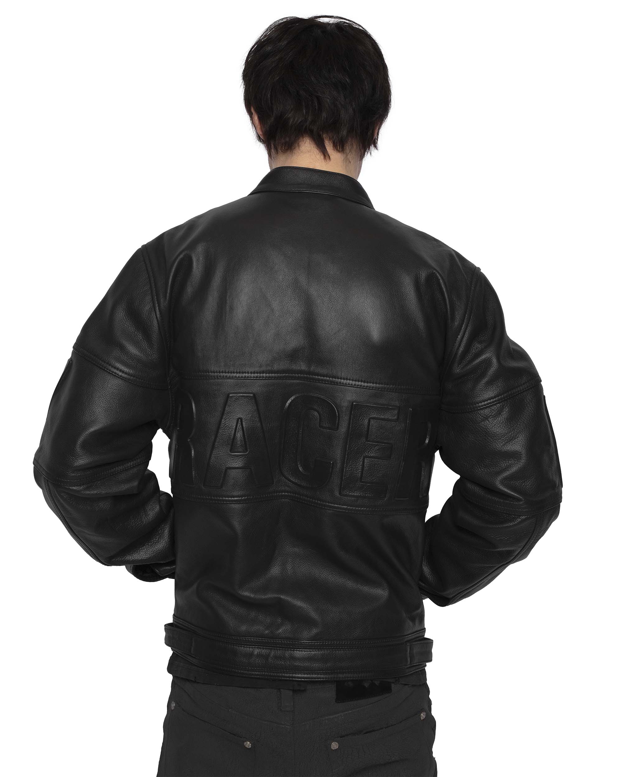Black Embossed Leather Jacket - Image 3