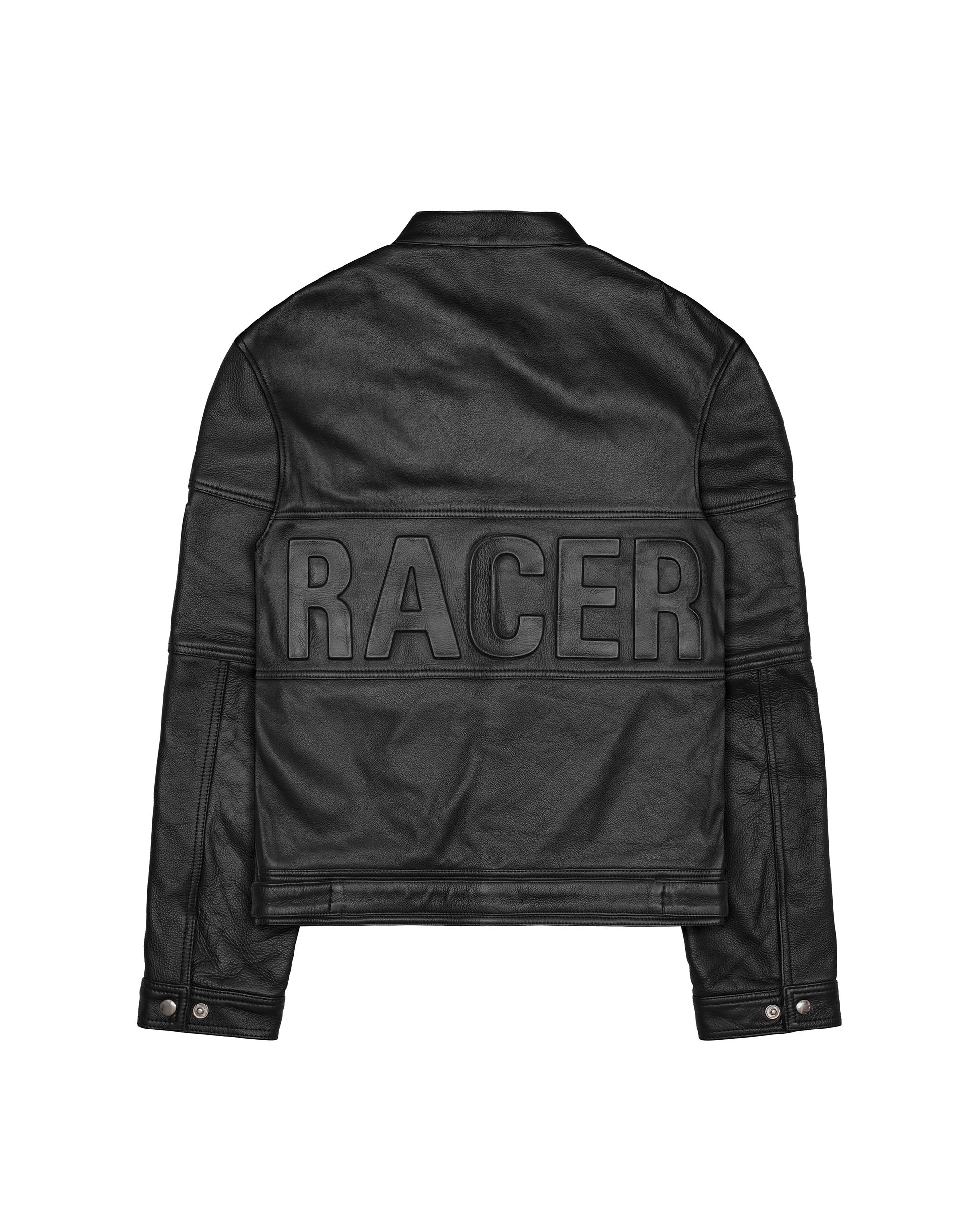Black Embossed Leather Jacket - Image 4