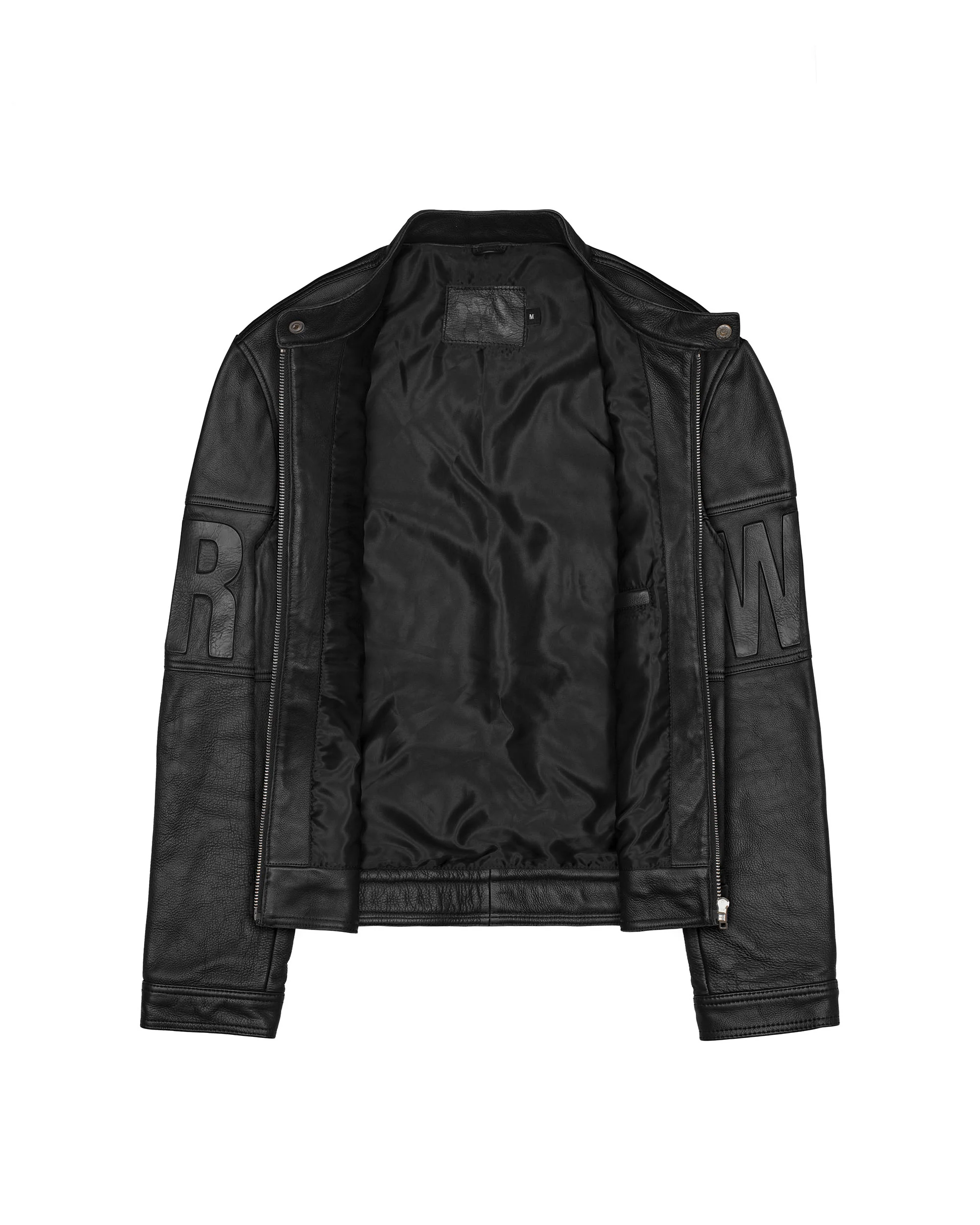 Black Embossed Leather Jacket - Image 5