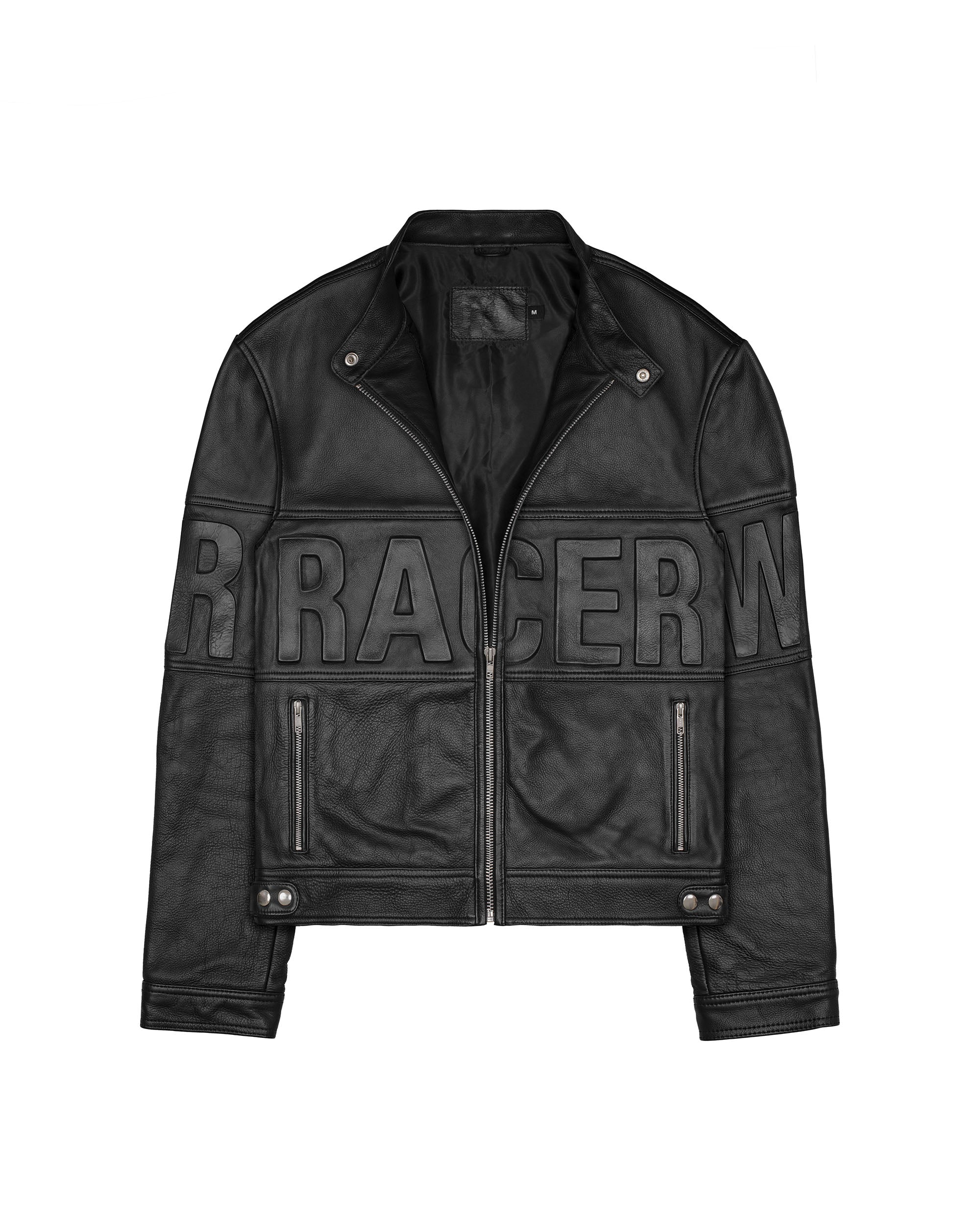 Black Embossed Leather Jacket - Image 6
