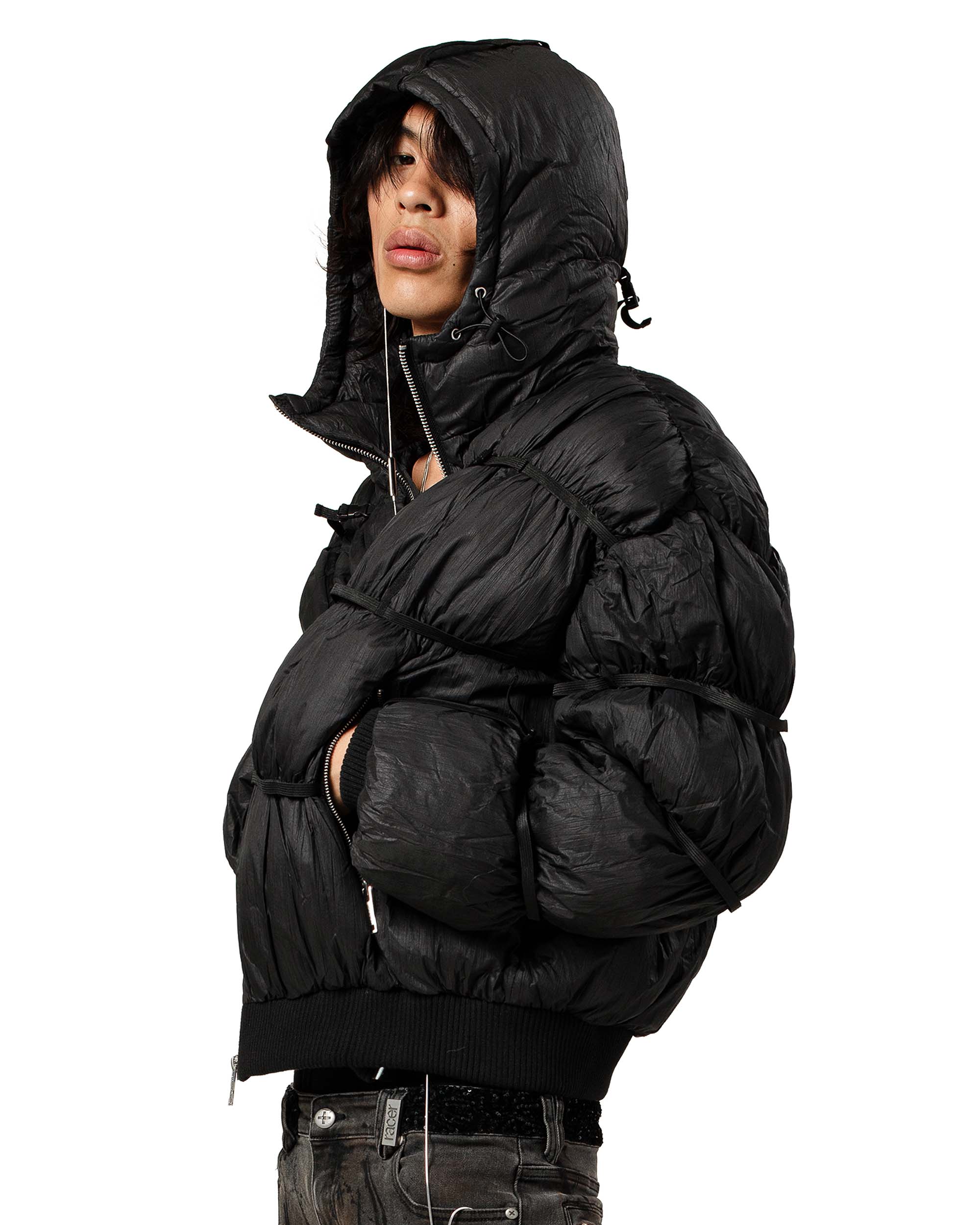 Black Puffer Jacket X - Image 4