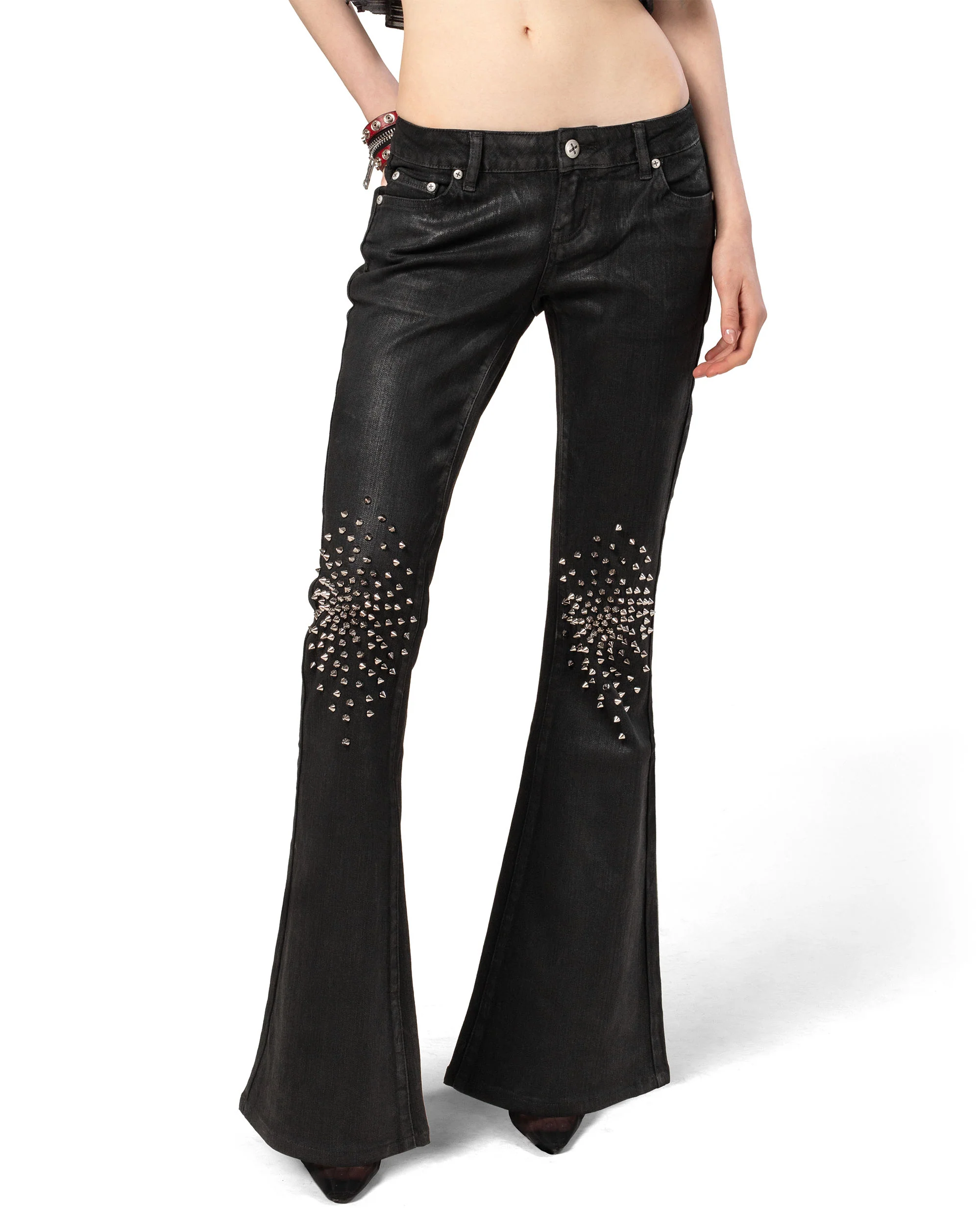 Black Waxed Spike Denim - Image 2