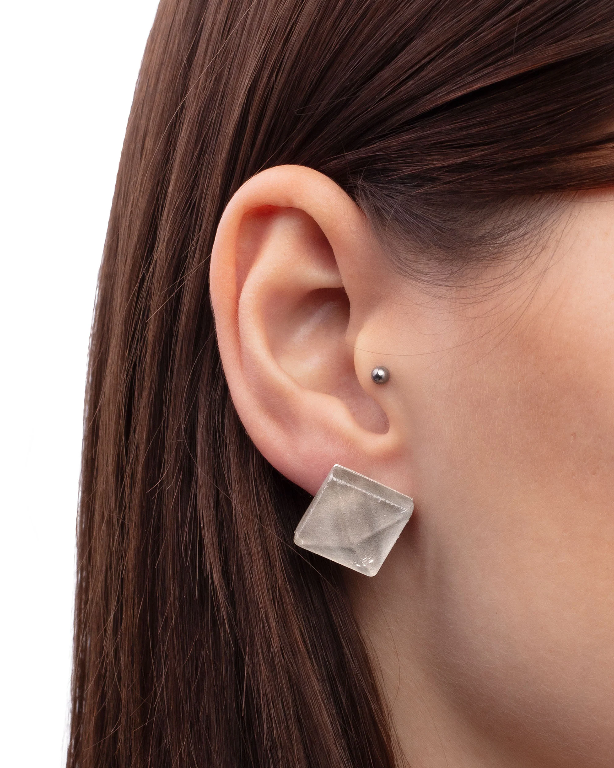 Clear Block Earrings - Image 5
