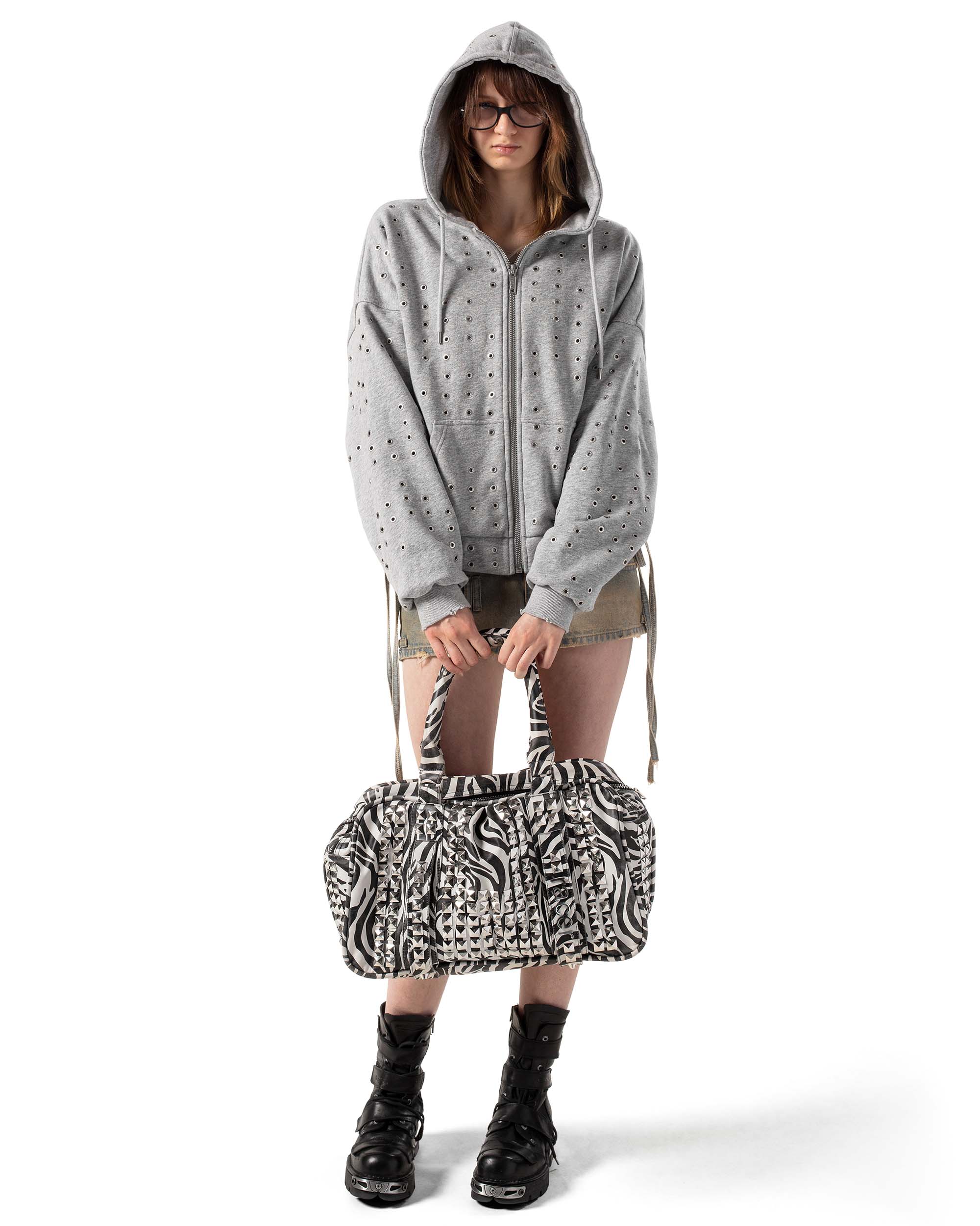 Grey Eyelet Hoodie - Image 5