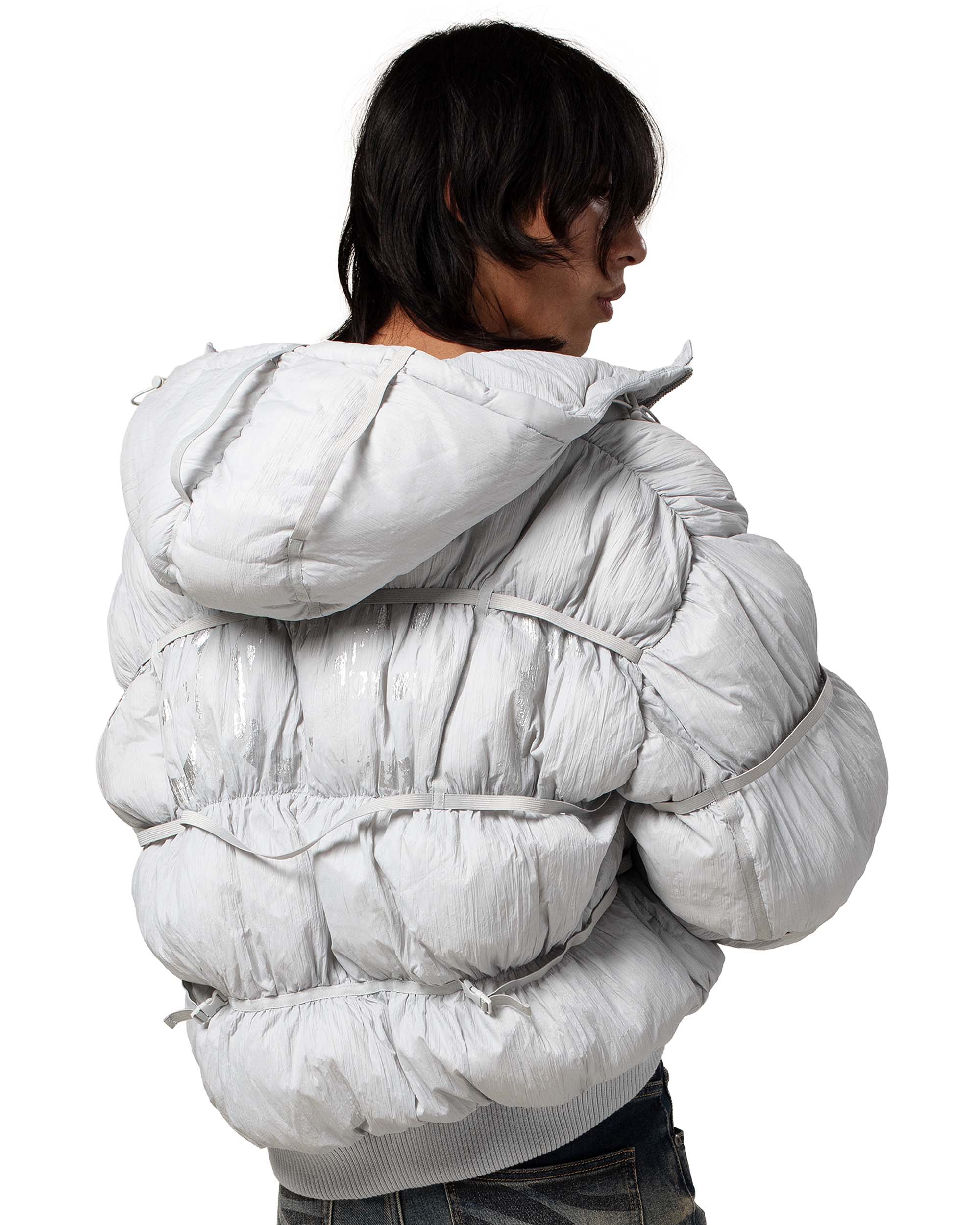 Grey Puffer Jacket X - Image 3