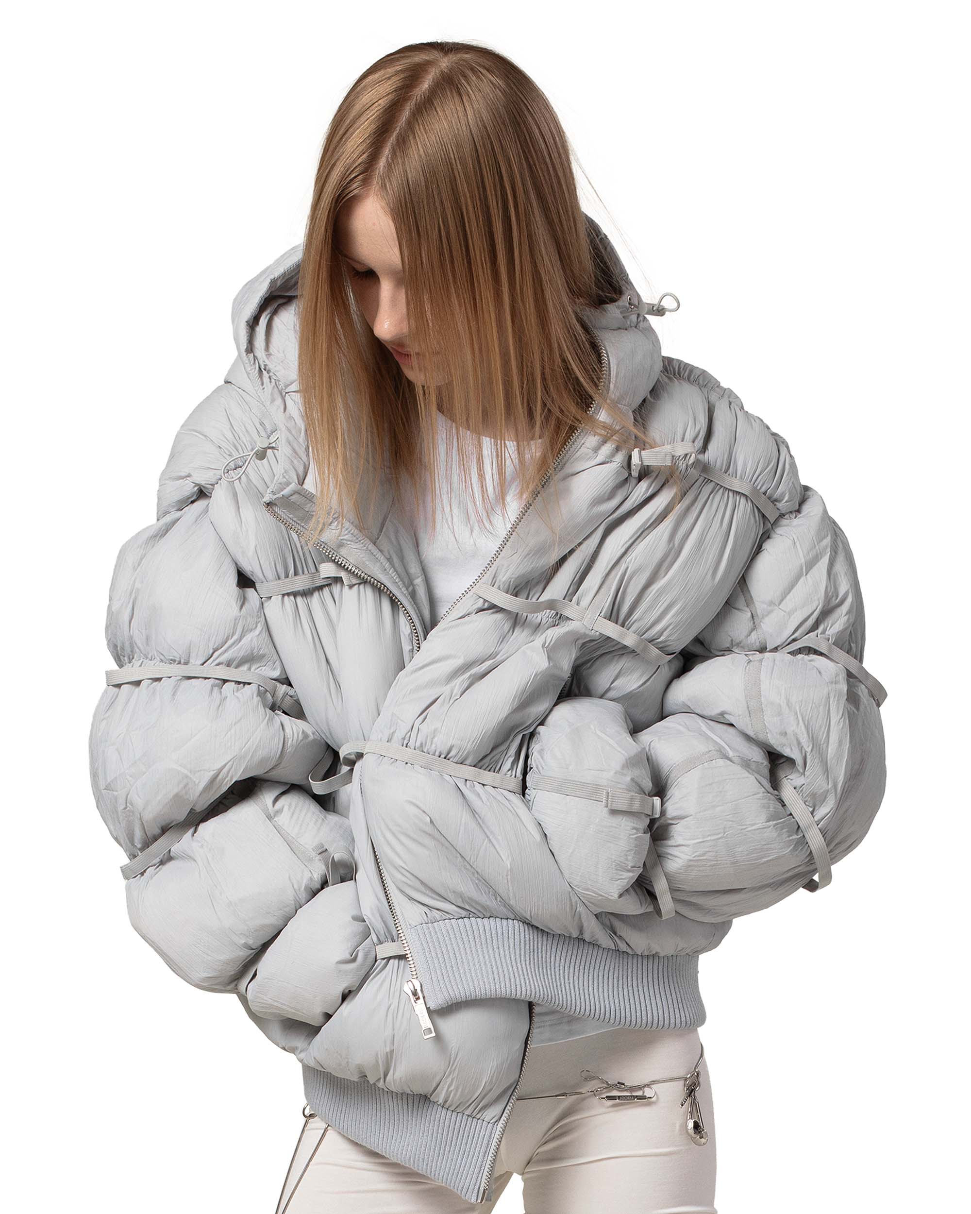 Grey Puffer Jacket X - Image 4