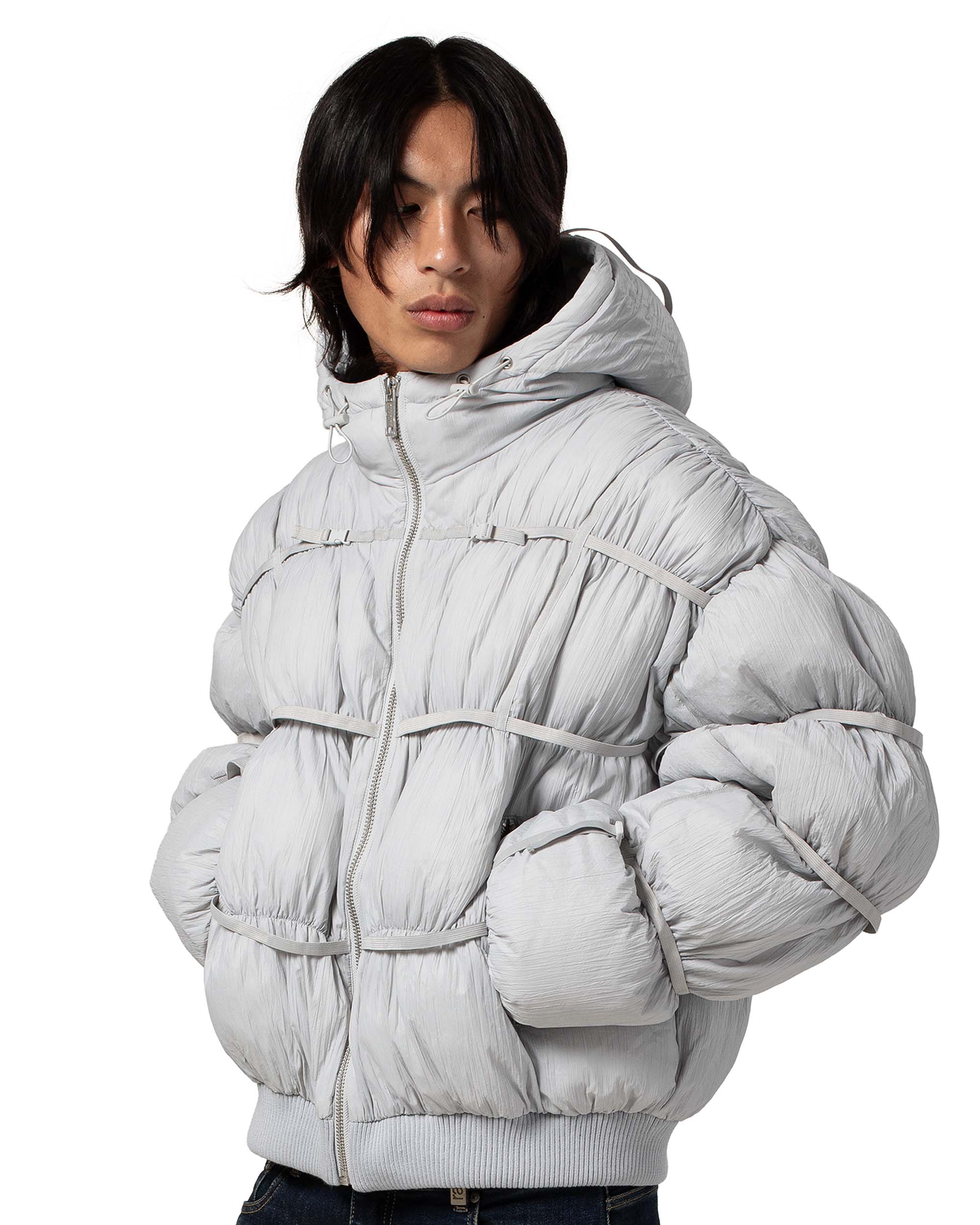 Grey Puffer Jacket X - Image 8