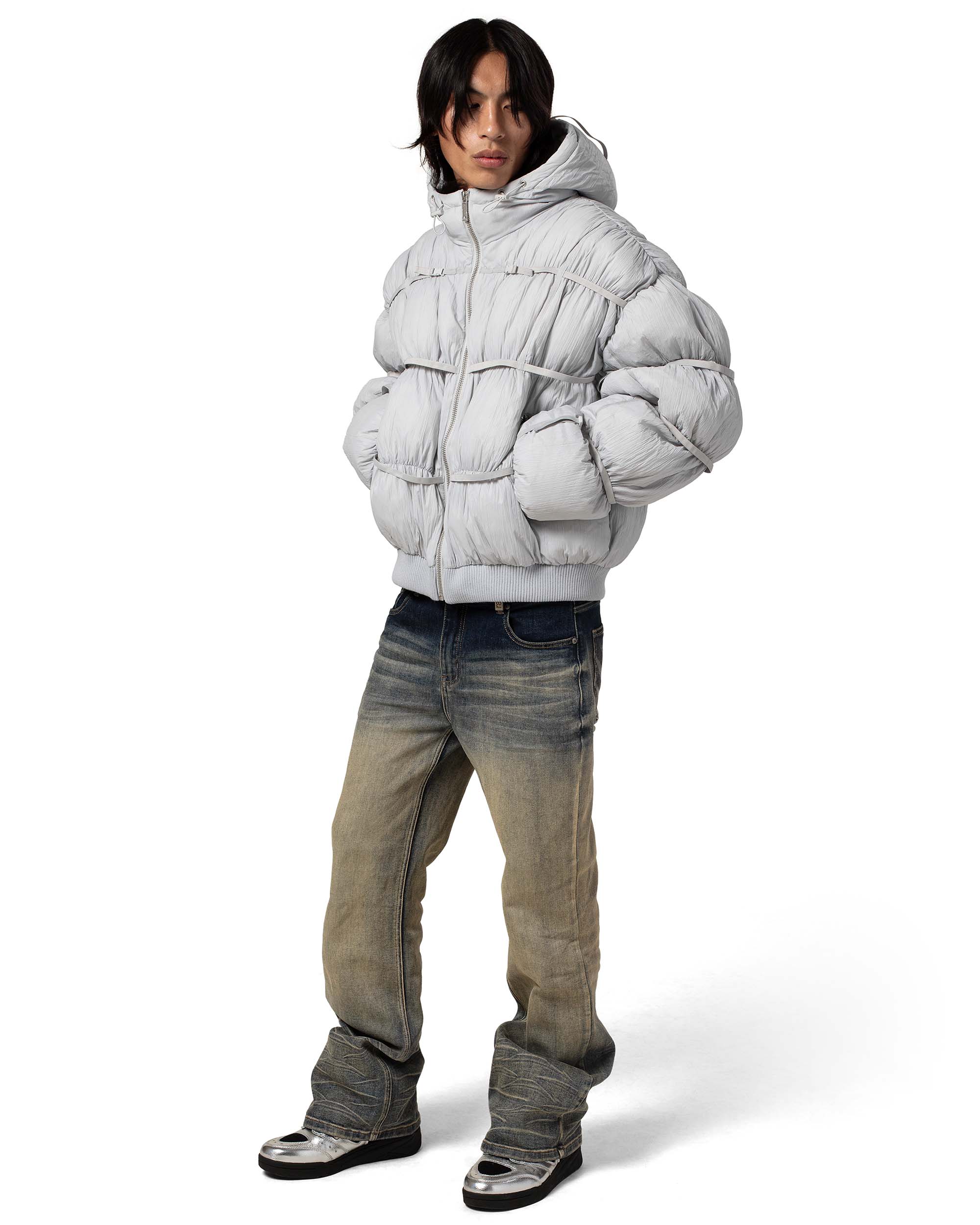 Grey Puffer Jacket X - Image 9
