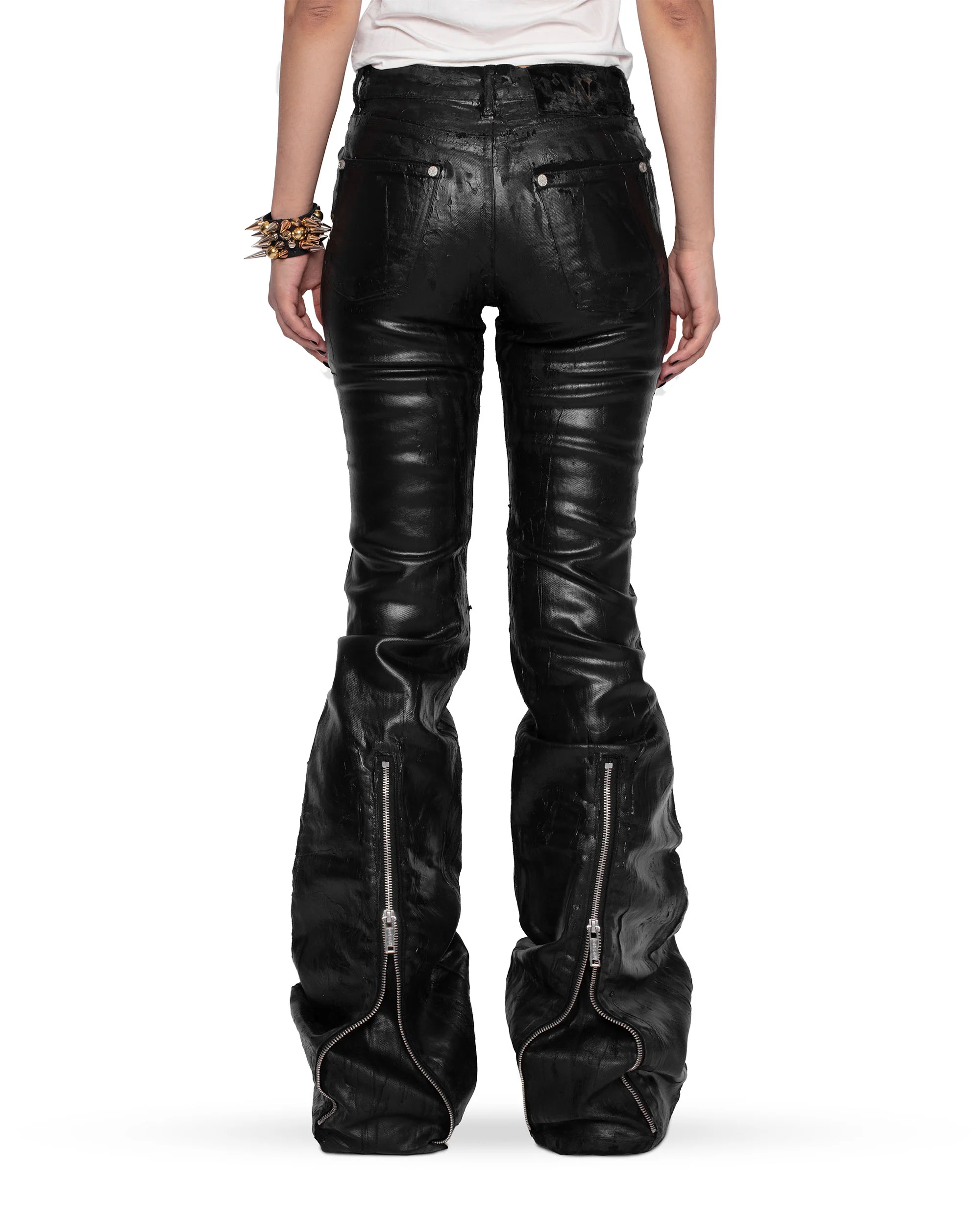 Wax Coated Flared Jeans