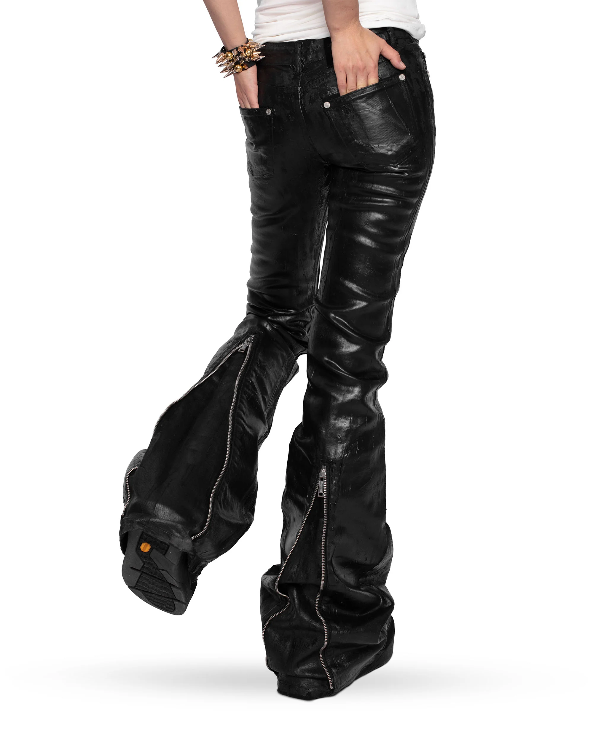 Wax Coated Flared Jeans - Image 2