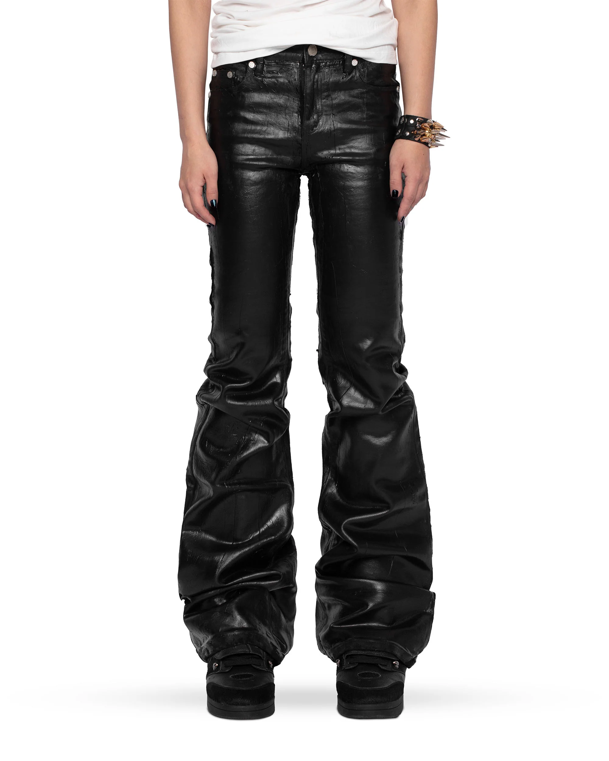 Wax Coated Flared Jeans - Image 3
