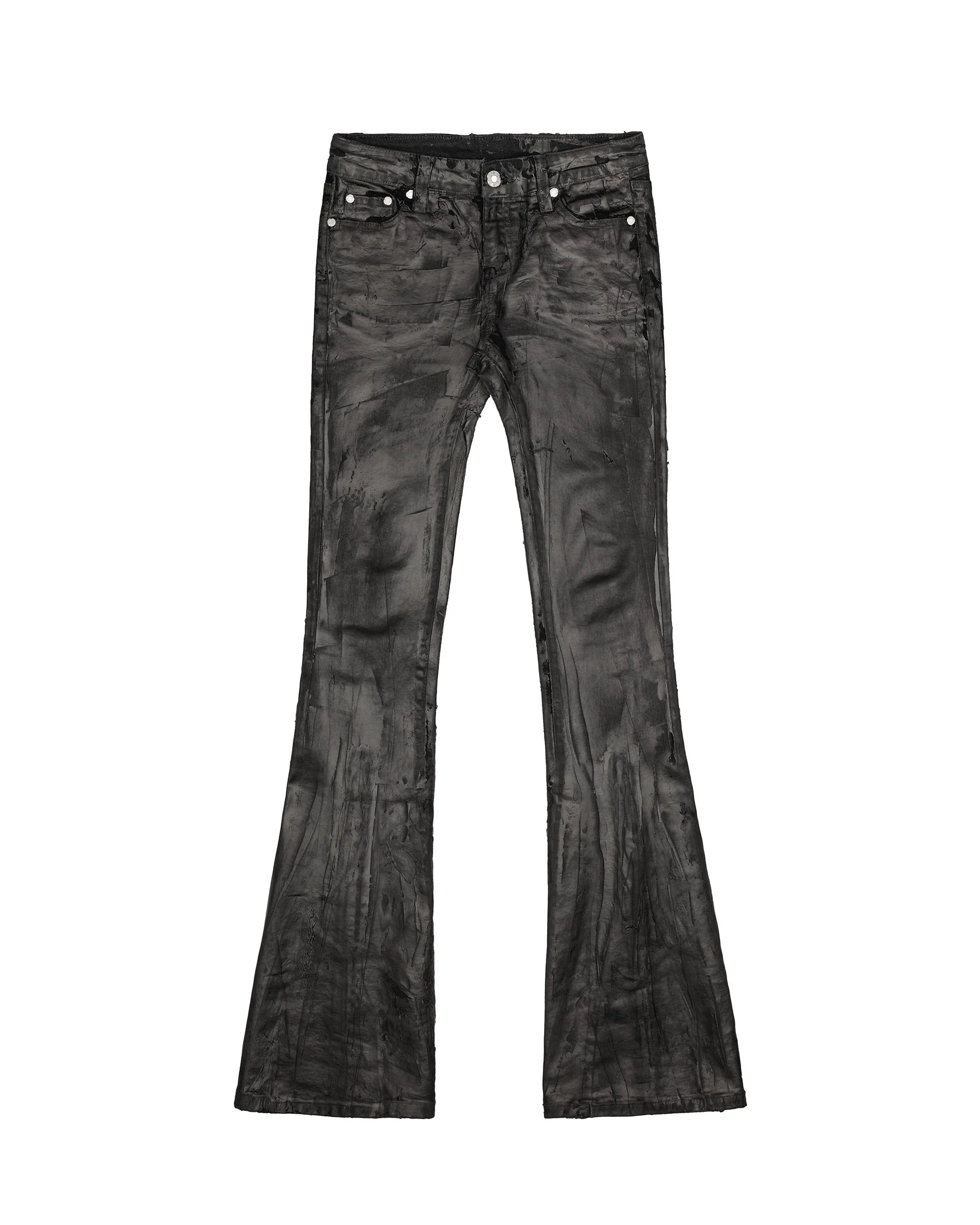 Wax Coated Flared Jeans - Image 4