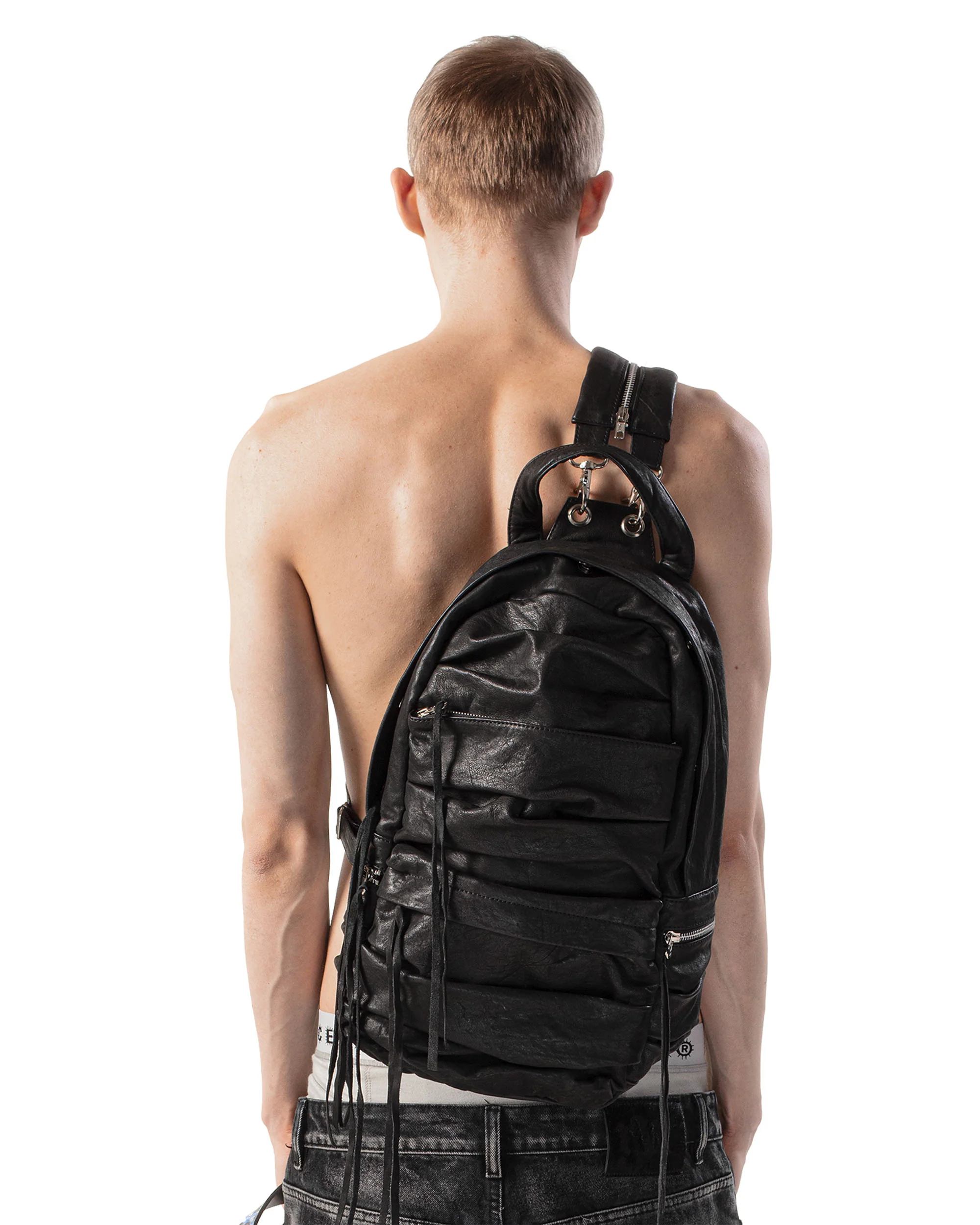 Split Strap Leather Backpack - Image 4