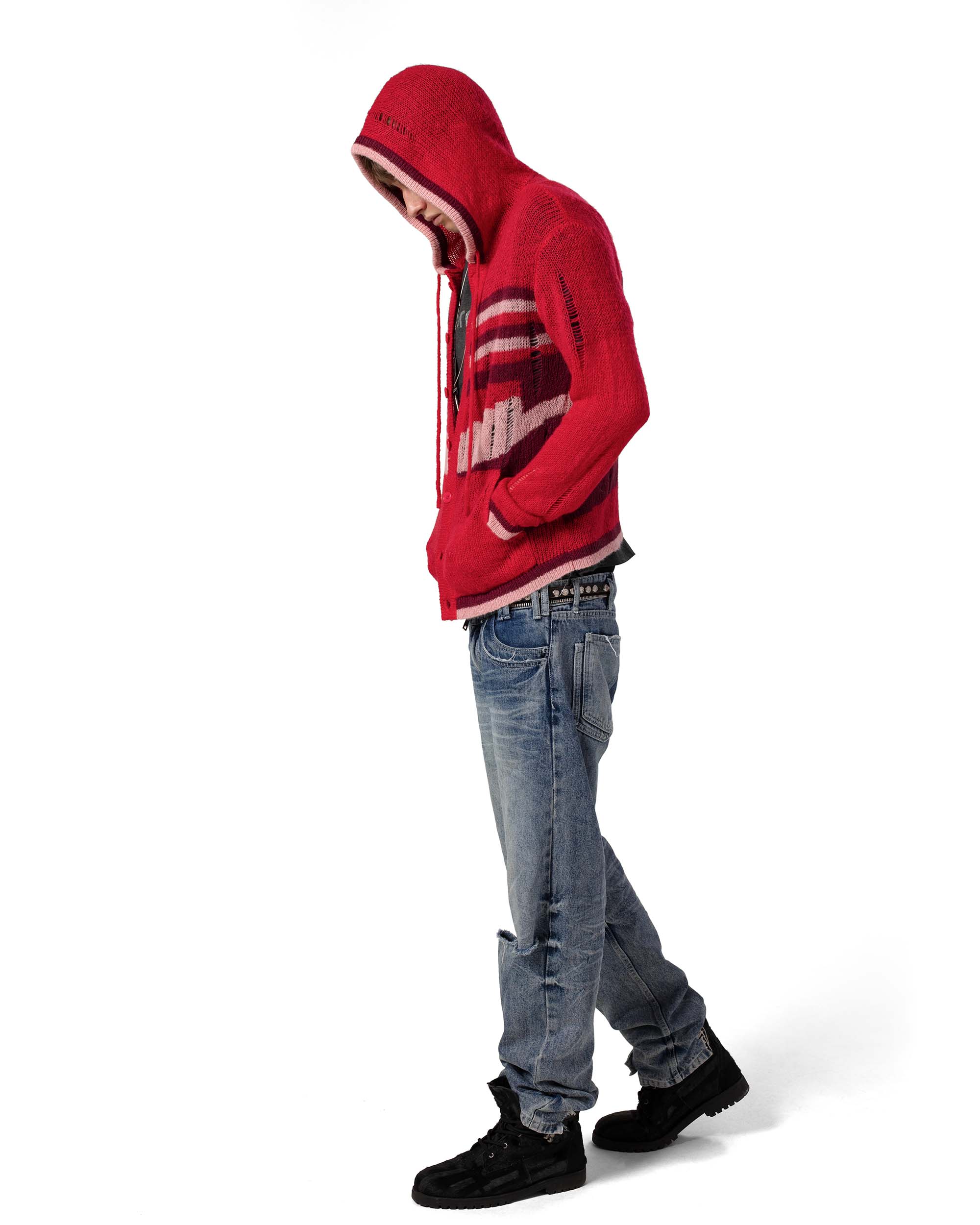 Red Hooded Cardigan - Image 7