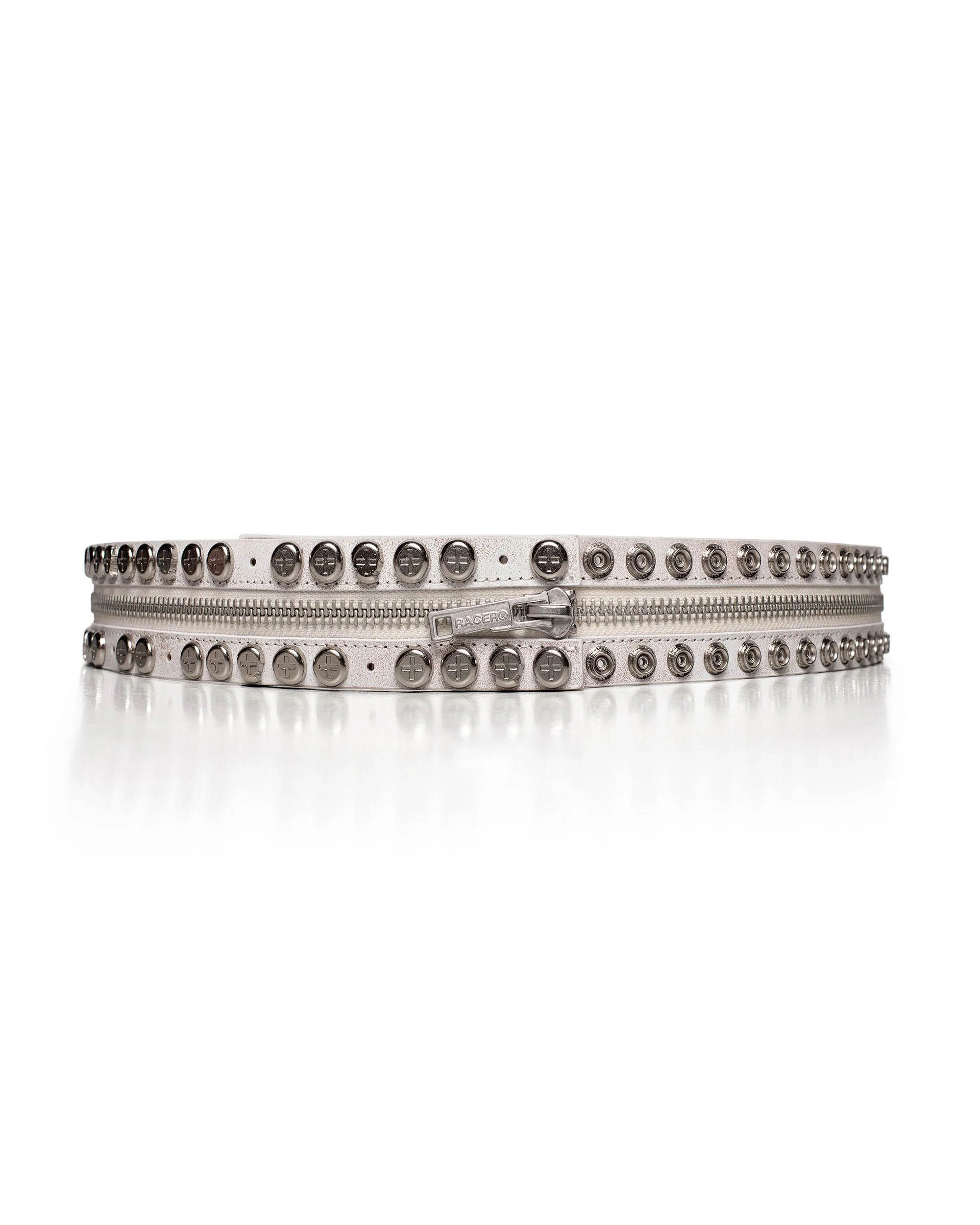 White Split Button Belt - Image 3
