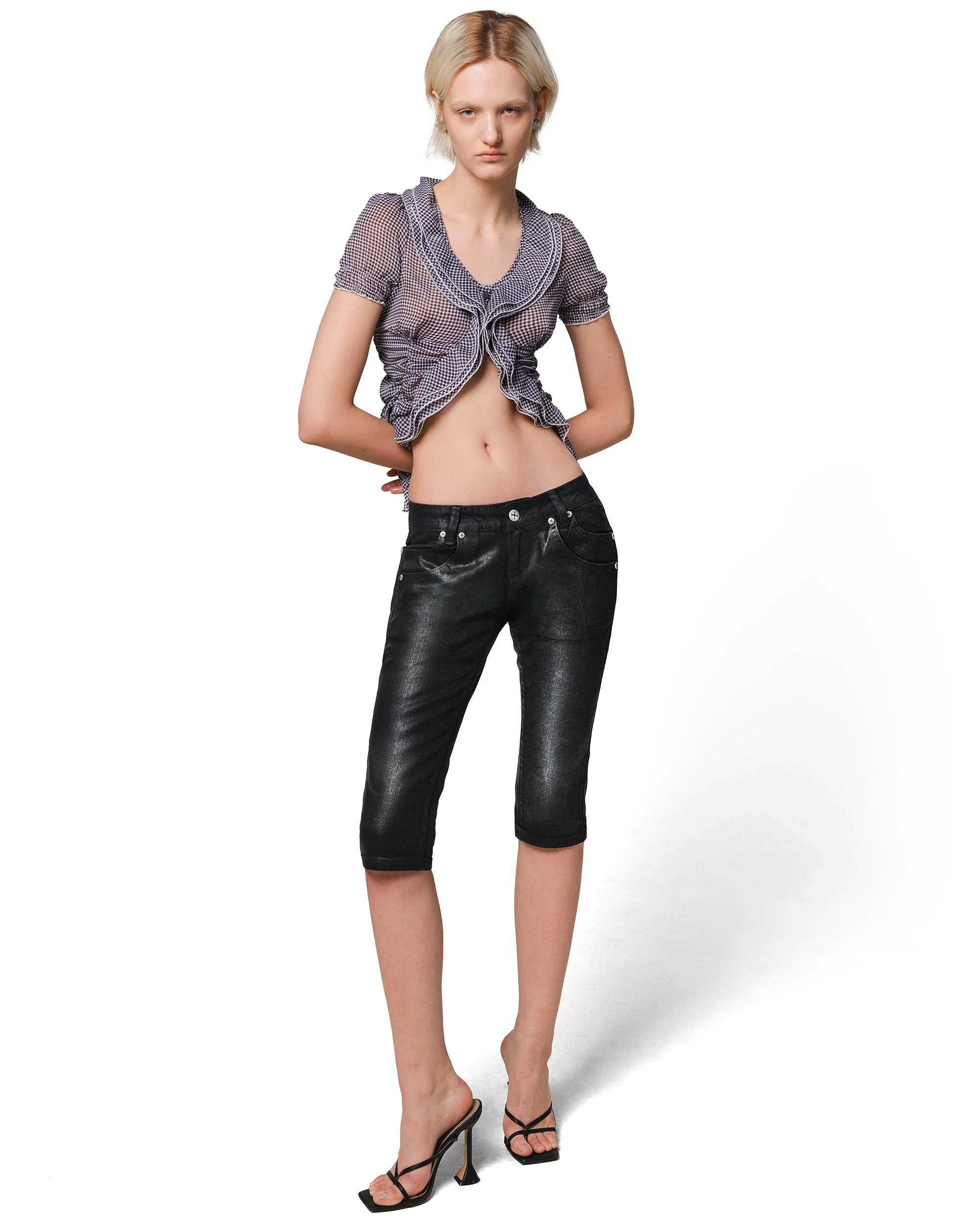 Waxed Denim Curve Capri - Image 5