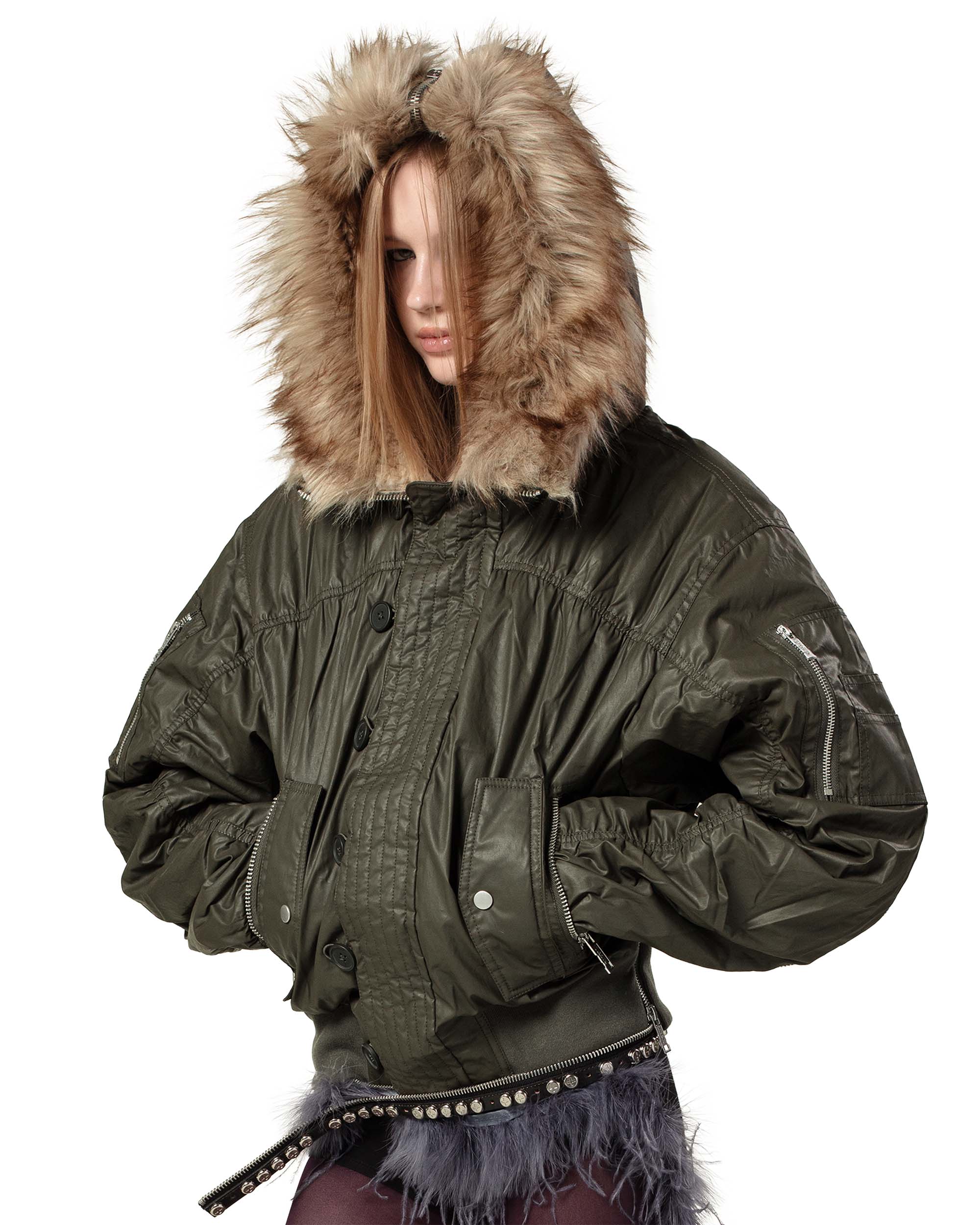 Green Waxed Aviator Bomber - Image 2
