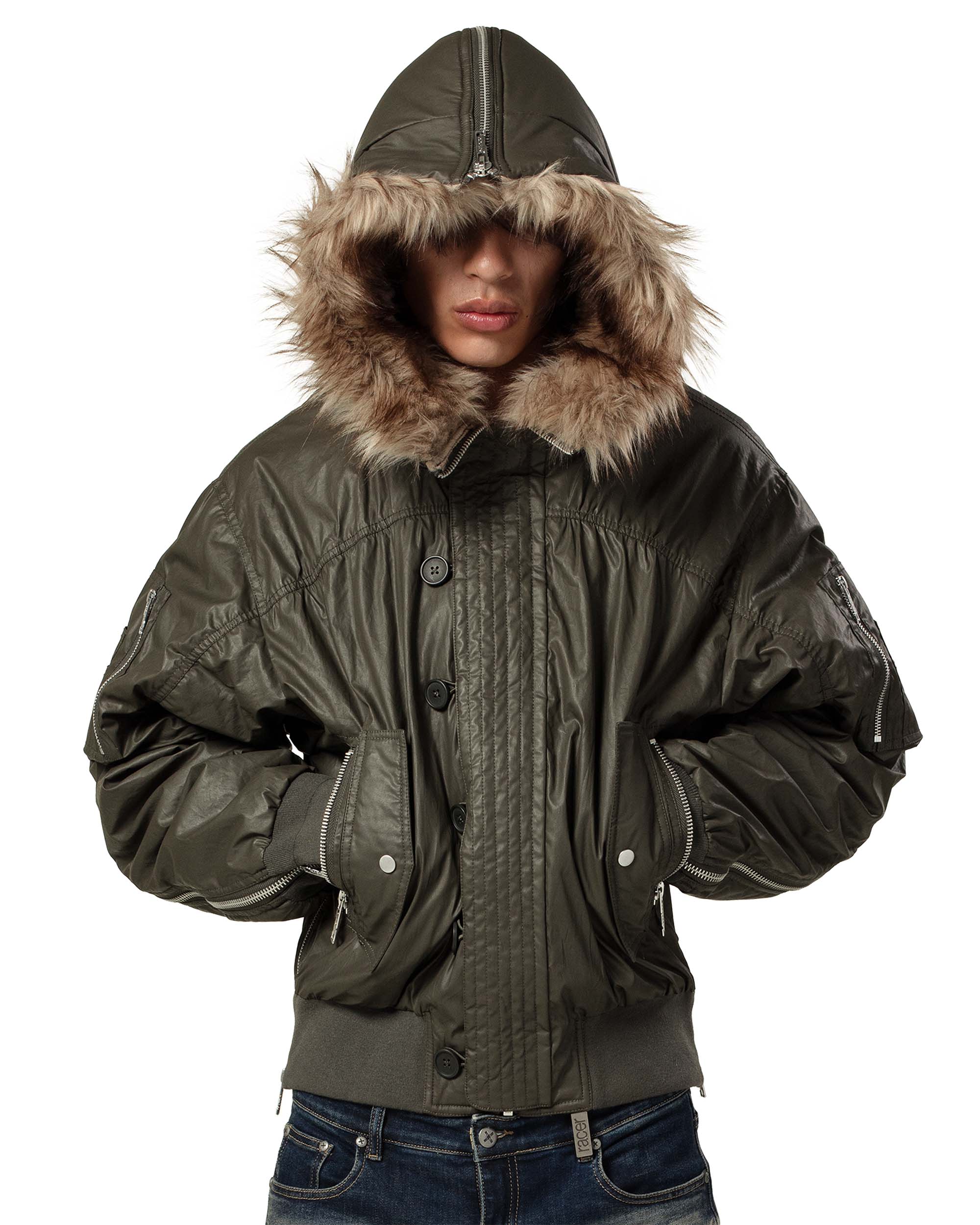 Green Waxed Aviator Bomber - Image 5
