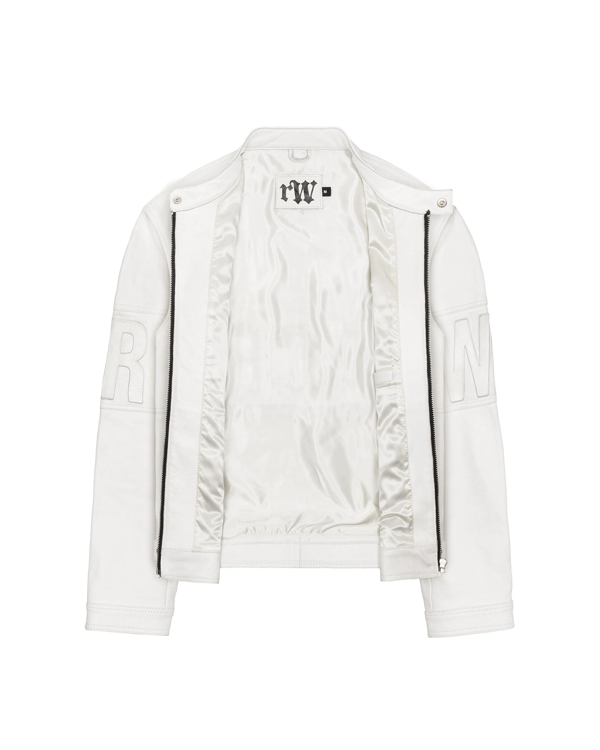 White Embossed Leather Jacket - Image 6