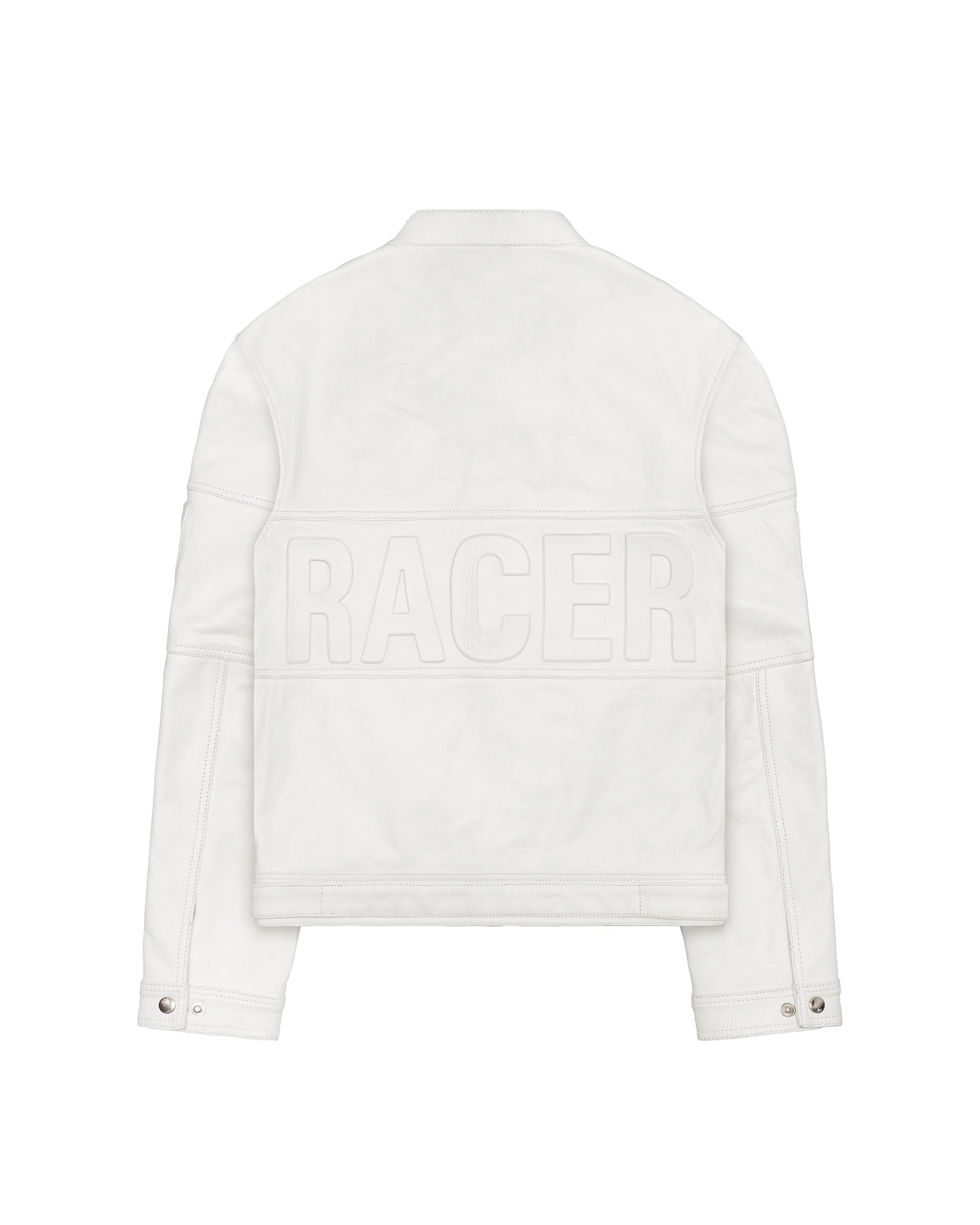 White Embossed Leather Jacket - Image 7