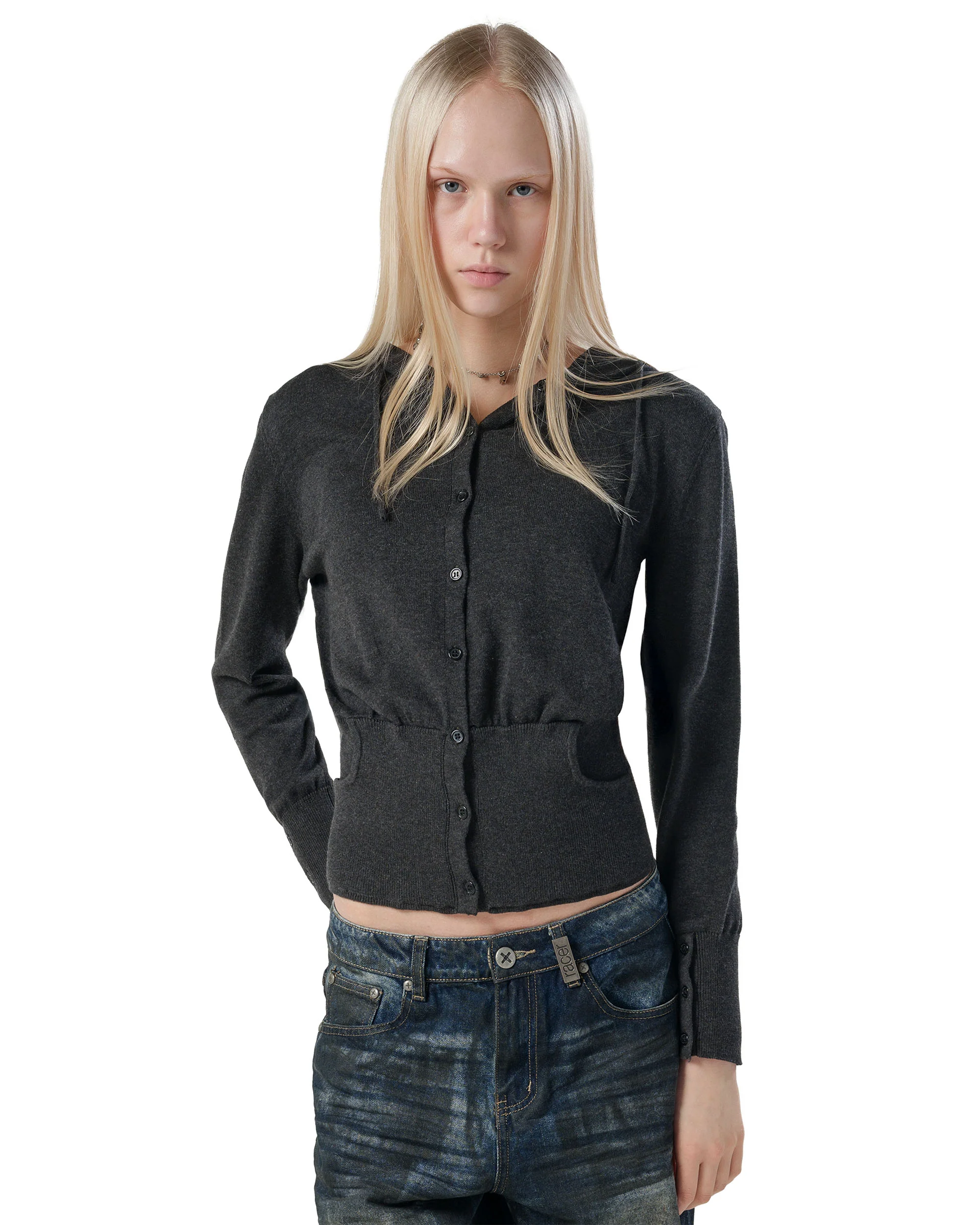 Fitted Knit Hoodie - Image 4
