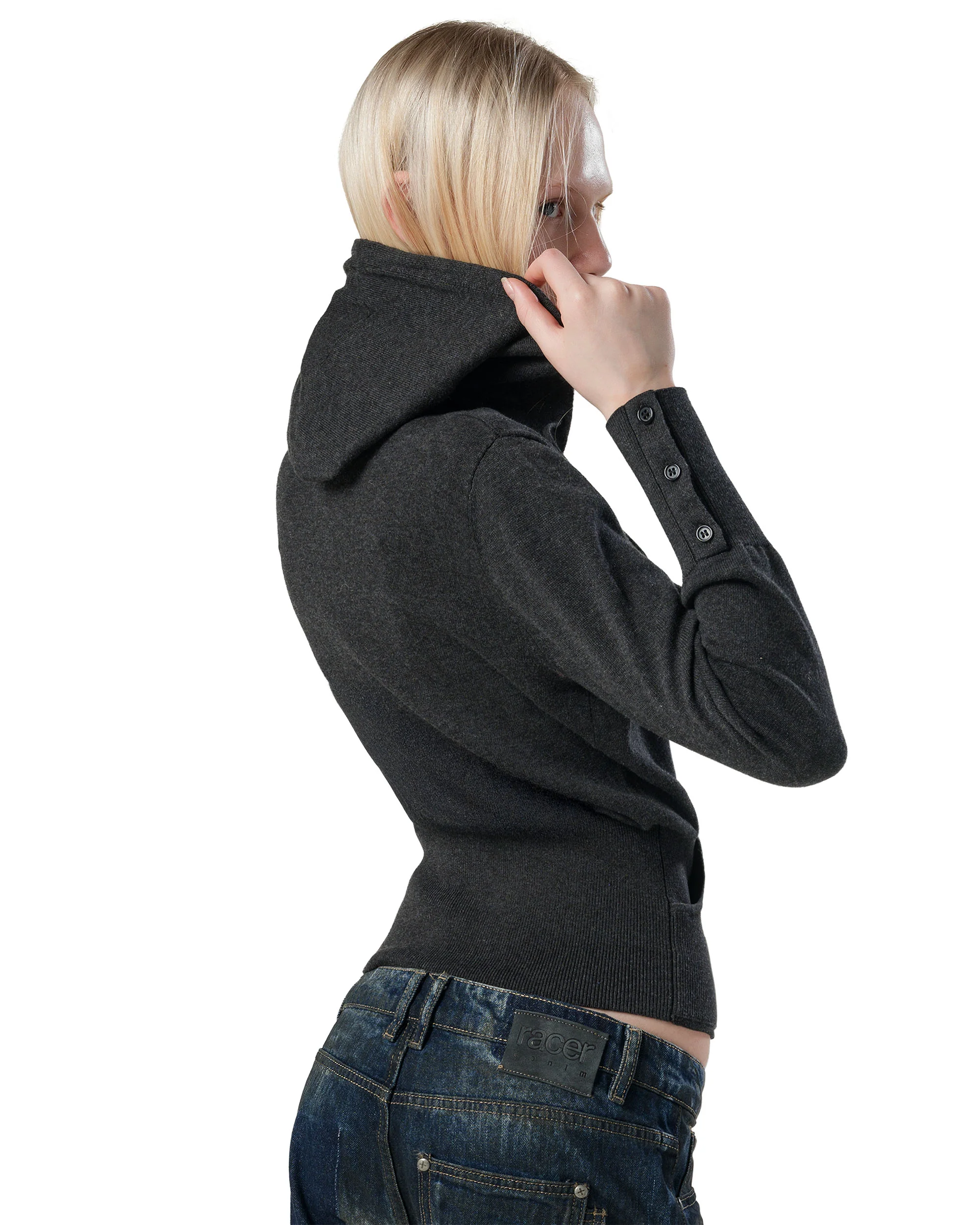Fitted Knit Hoodie - Image 6