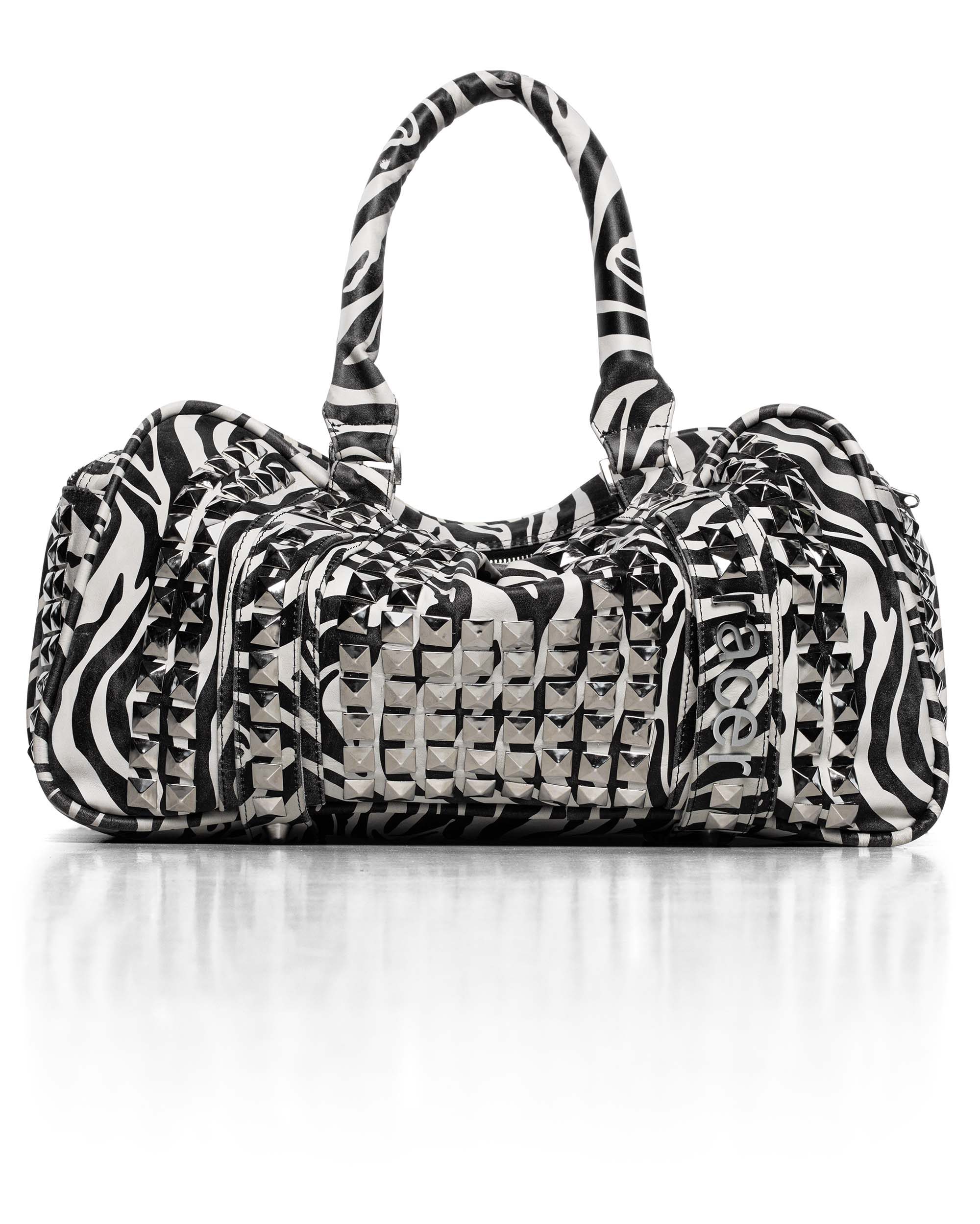 Zebra Studded Leather Bag - Image 4