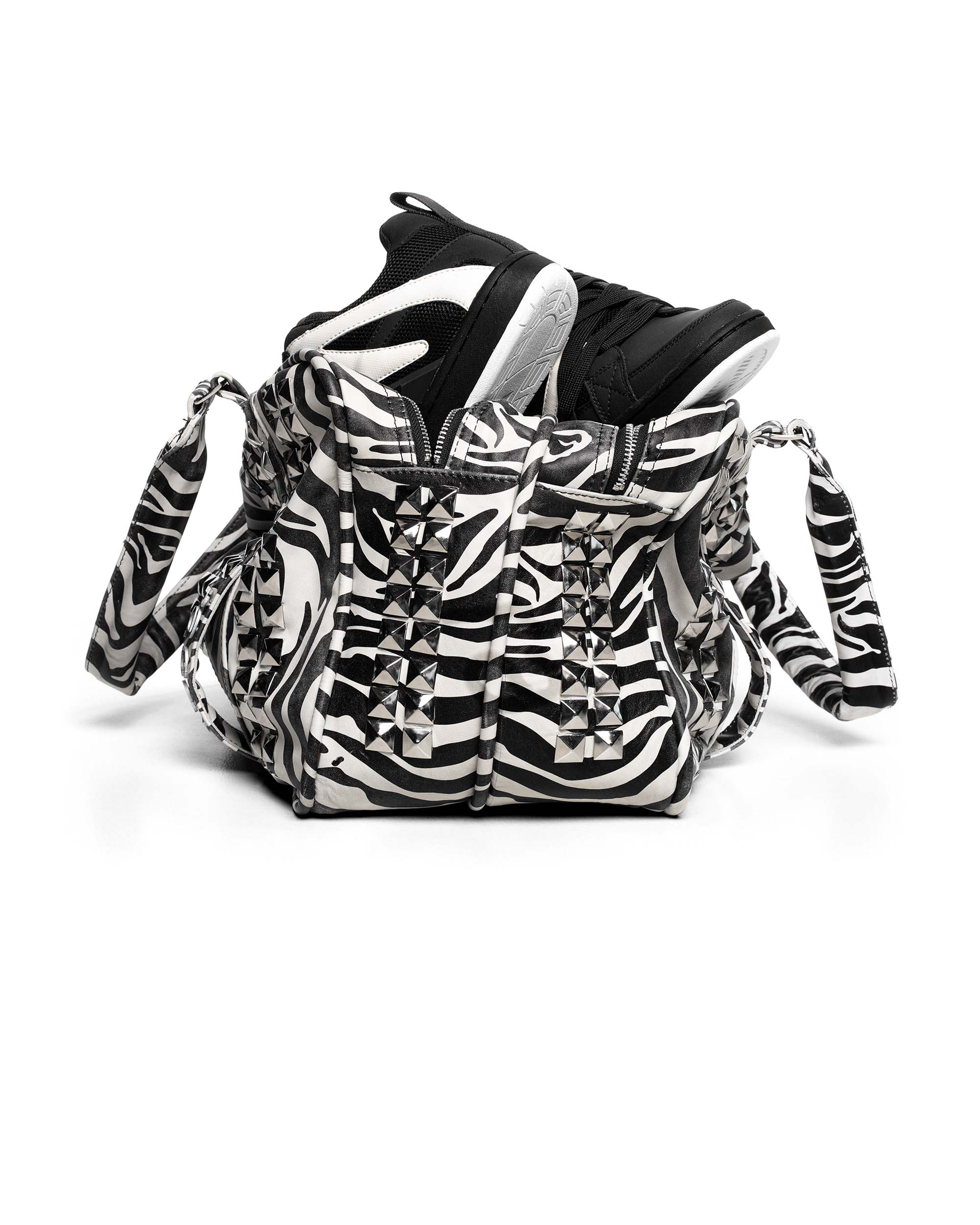 Zebra Studded Leather Bag - Image 6