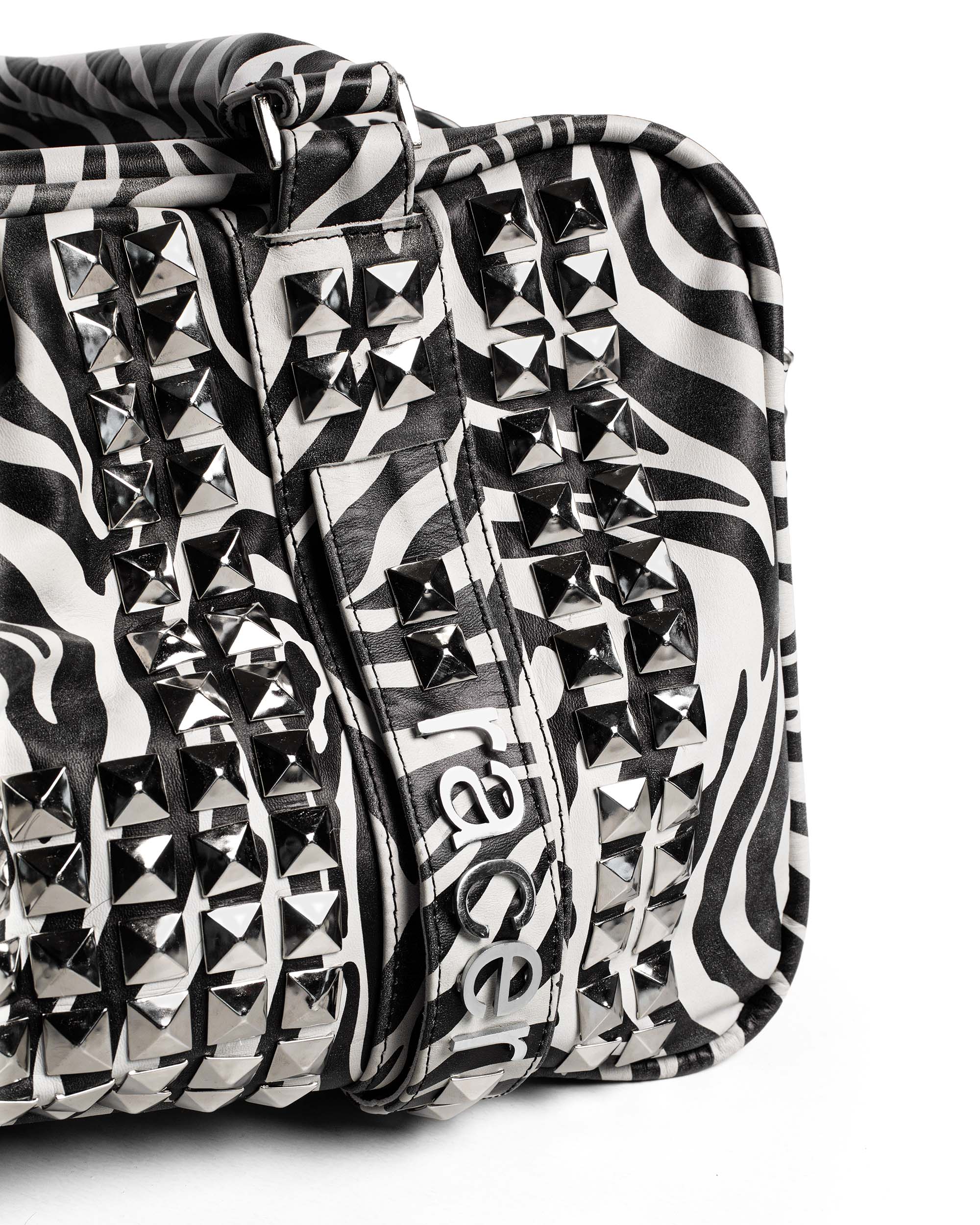 Zebra Studded Leather Bag - Image 7